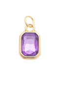 Emerald Cut Rhinestone Charm in Purple