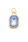 Emerald Cut Rhinestone Charm in Light Blue