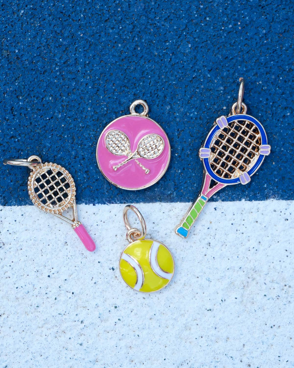 Circle Tennis Racquets Charm in Pink