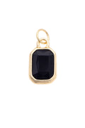 Emerald Cut Rhinestone Charm in Black