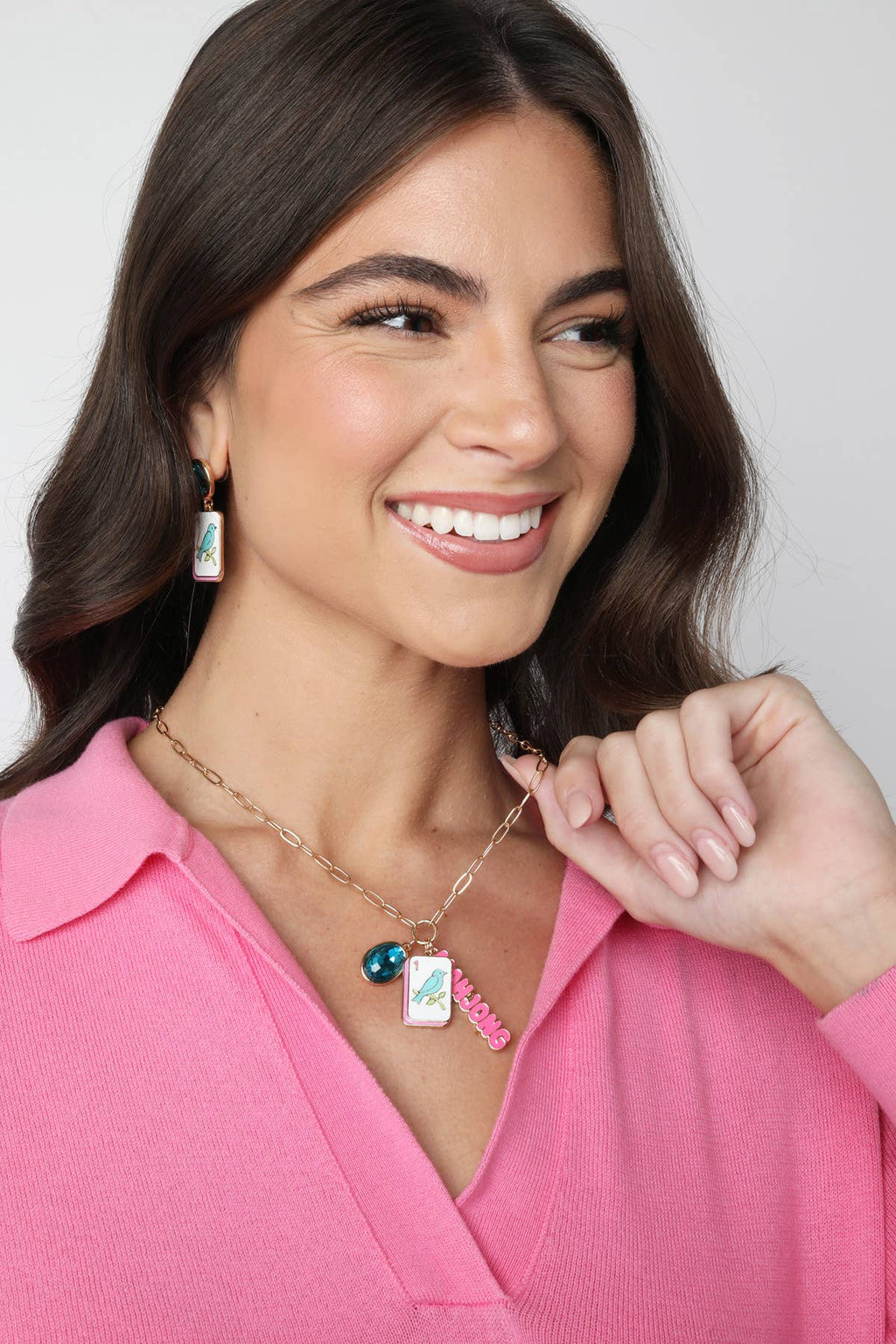 Bird Bam Rhinestone Drop Earrings in Aqua